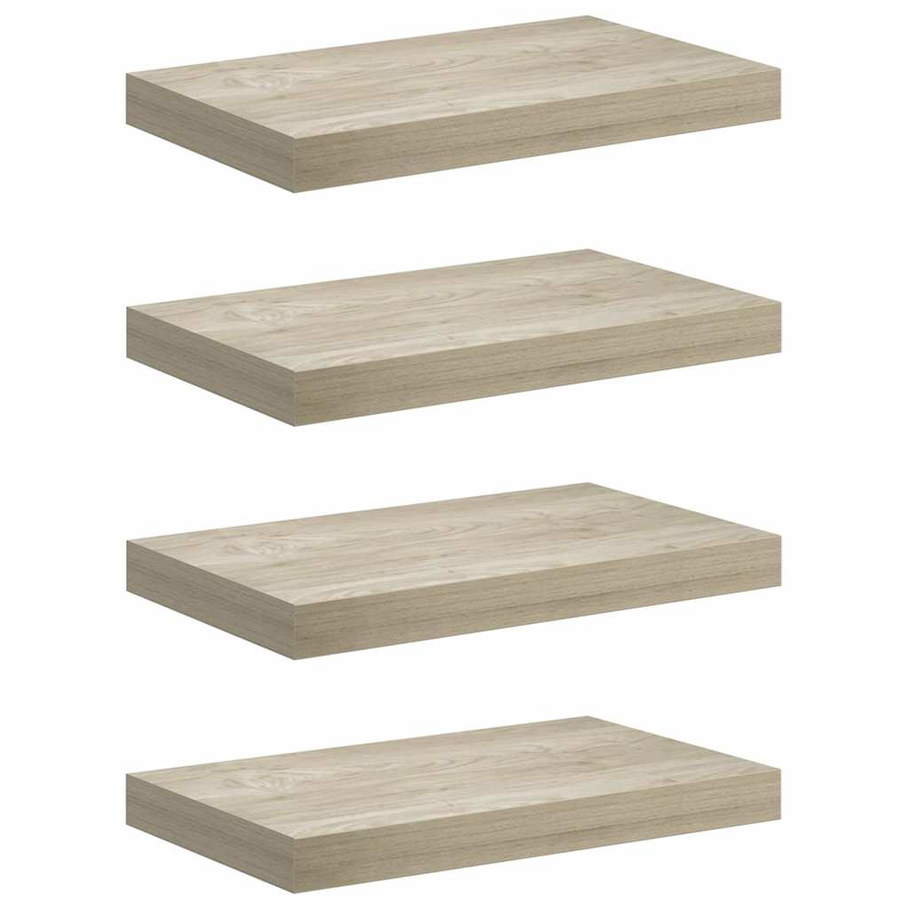 Ράφια Τοίχου 4 τεμ. Χρώμα Δρυός 40x23,5x3,8 εκ. MDF