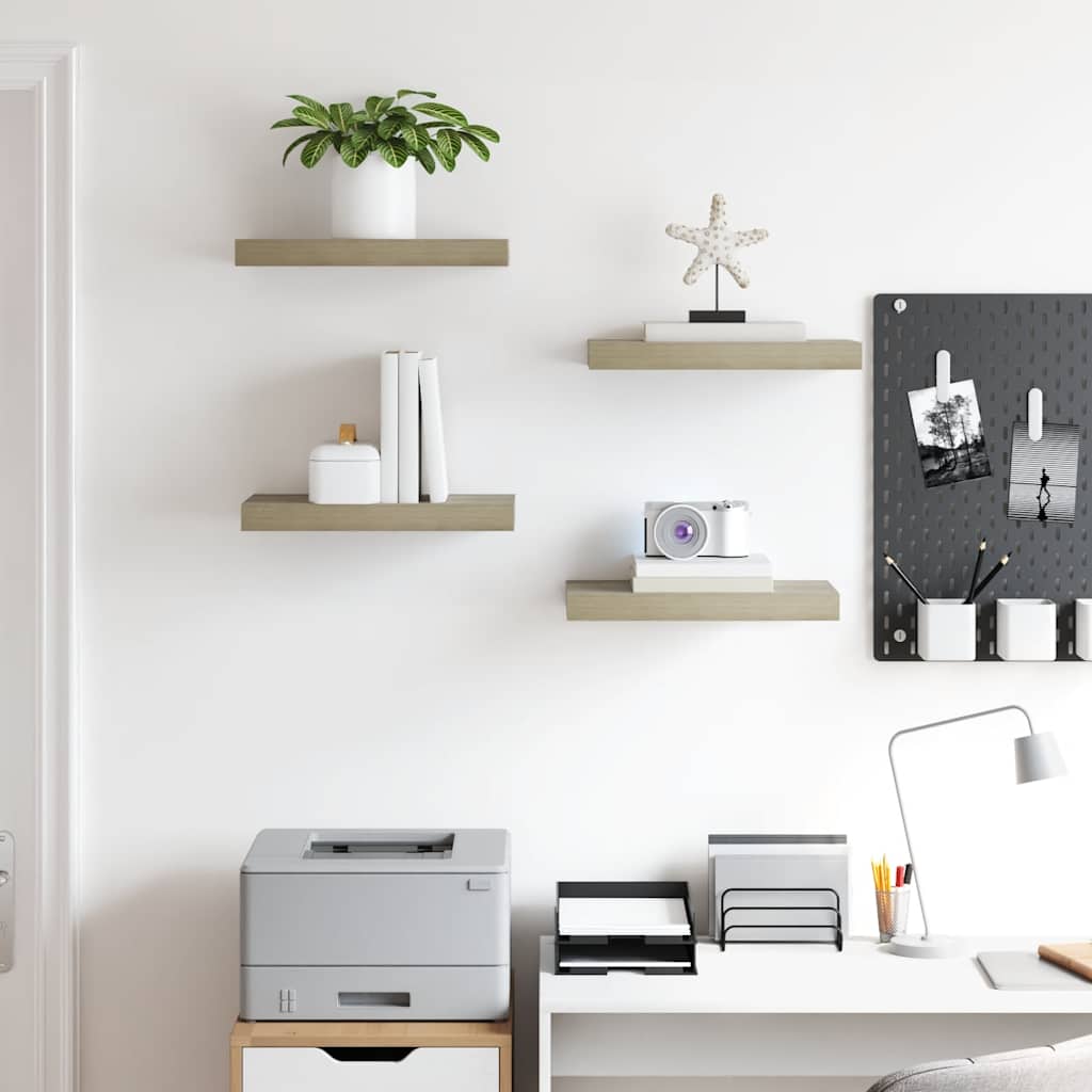 Ράφια Τοίχου 4 τεμ. Χρώμα Δρυός 40x23,5x3,8 εκ. MDF