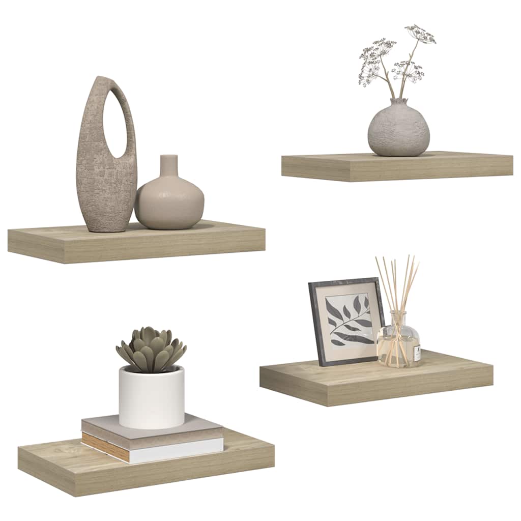 Ράφια Τοίχου 4 τεμ. Χρώμα Δρυός 40x23,5x3,8 εκ. MDF