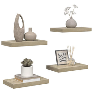 Ράφια Τοίχου 4 τεμ. Χρώμα Δρυός 40x23,5x3,8 εκ. MDF