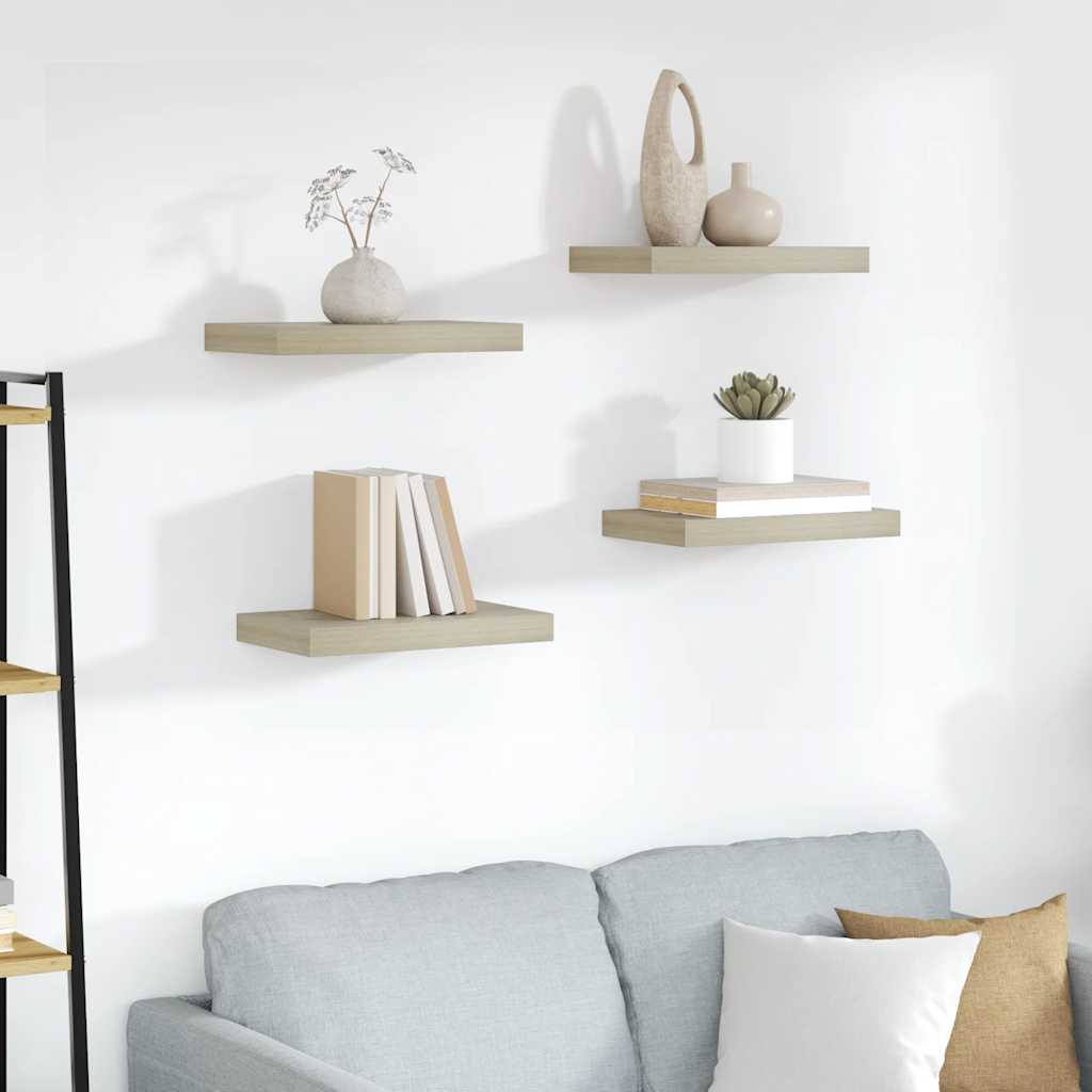 Ράφια Τοίχου 4 τεμ. Χρώμα Δρυός 40x23,5x3,8 εκ. MDF
