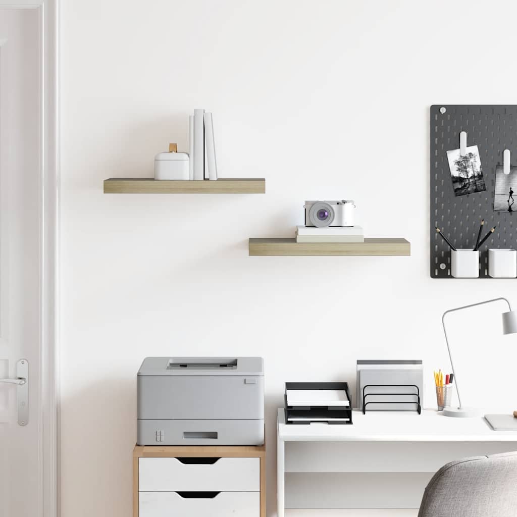 Ράφια Τοίχου 2 τεμ. Χρώμα Δρυός 50x23x3,8 εκ. MDF - Pakobazaar