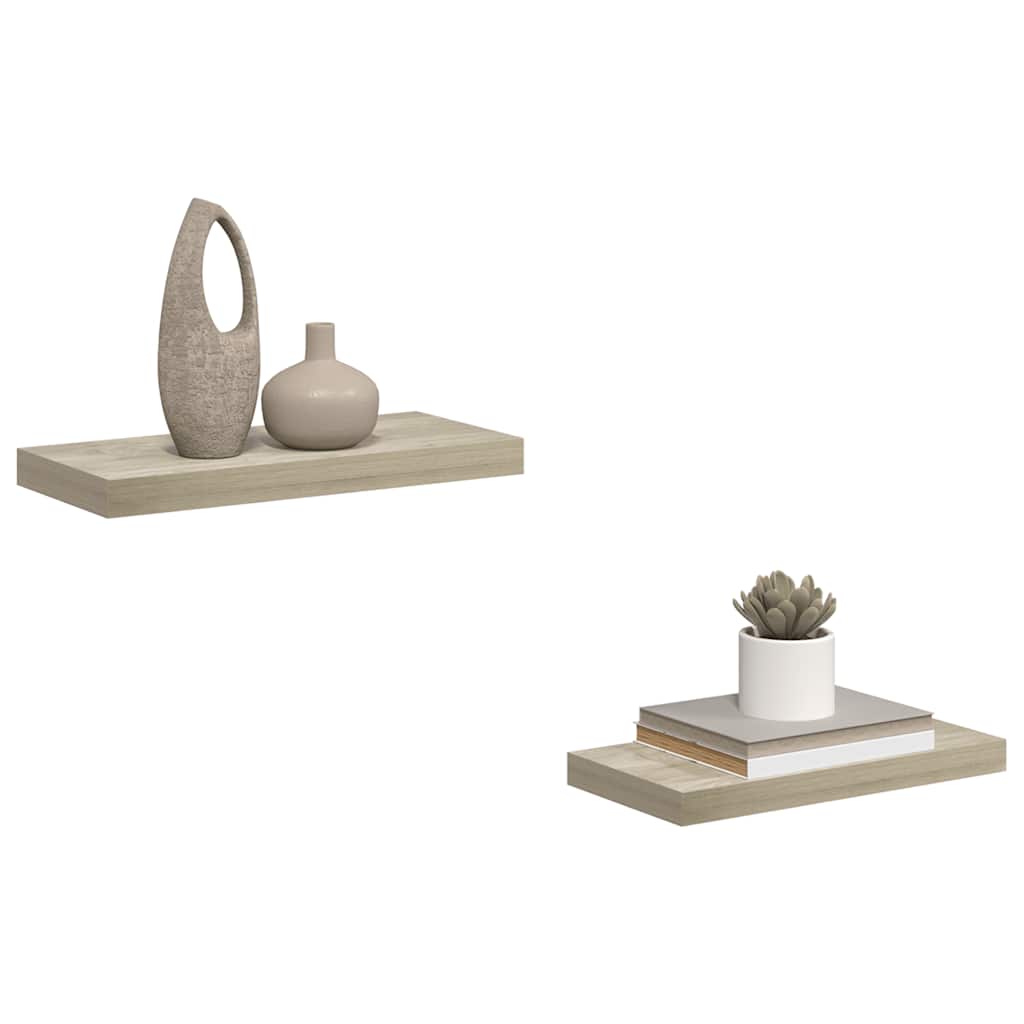 Ράφια Τοίχου 2 τεμ. Χρώμα Δρυός 50x23x3,8 εκ. MDF - Pakobazaar