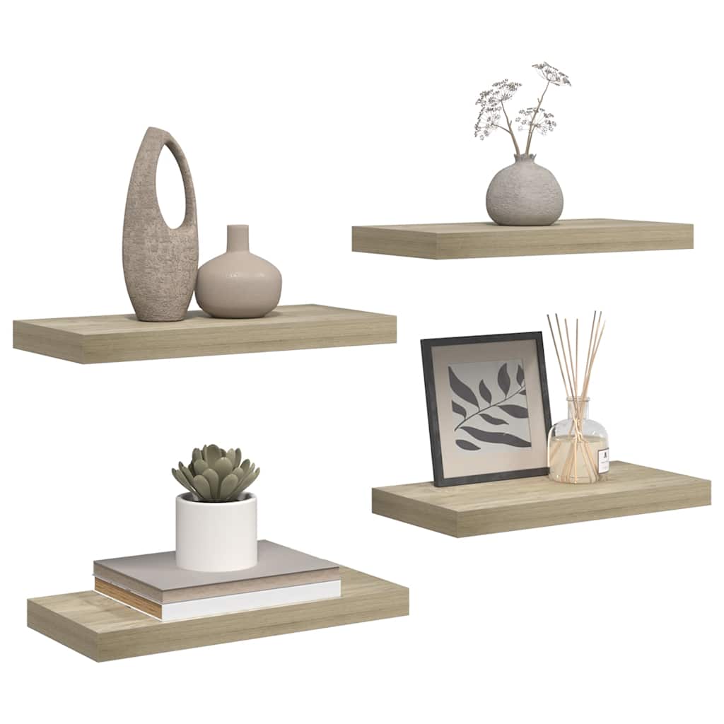 Ράφια Τοίχου 4 τεμ. Χρώμα Δρυός 50x23x3,8 εκ. MDF