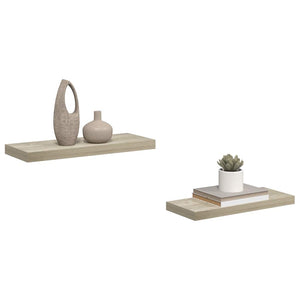 Ράφια Τοίχου 2 τεμ. Χρώμα Δρυός 60x23,5x3,8 εκ. MDF