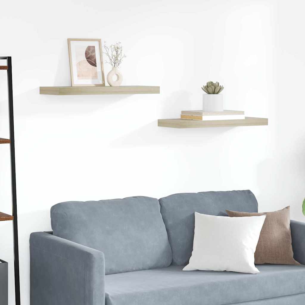 Ράφια Τοίχου 2 τεμ. Χρώμα Δρυός 60x23,5x3,8 εκ. MDF
