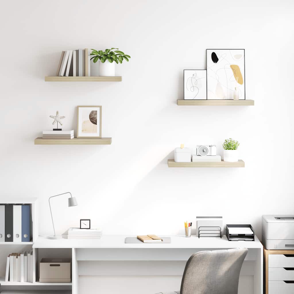 Ράφια Τοίχου 4 τεμ. Χρώμα Δρυός 60x23,5x3,8 εκ. MDF
