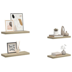 Ράφια Τοίχου 4 τεμ. Χρώμα Δρυός 60x23,5x3,8 εκ. MDF