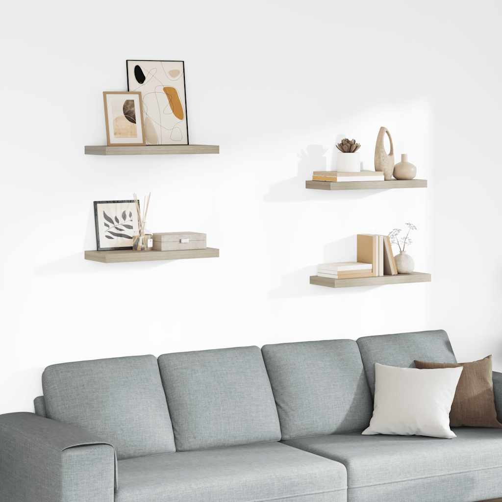 Ράφια Τοίχου 4 τεμ. Χρώμα Δρυός 60x23,5x3,8 εκ. MDF