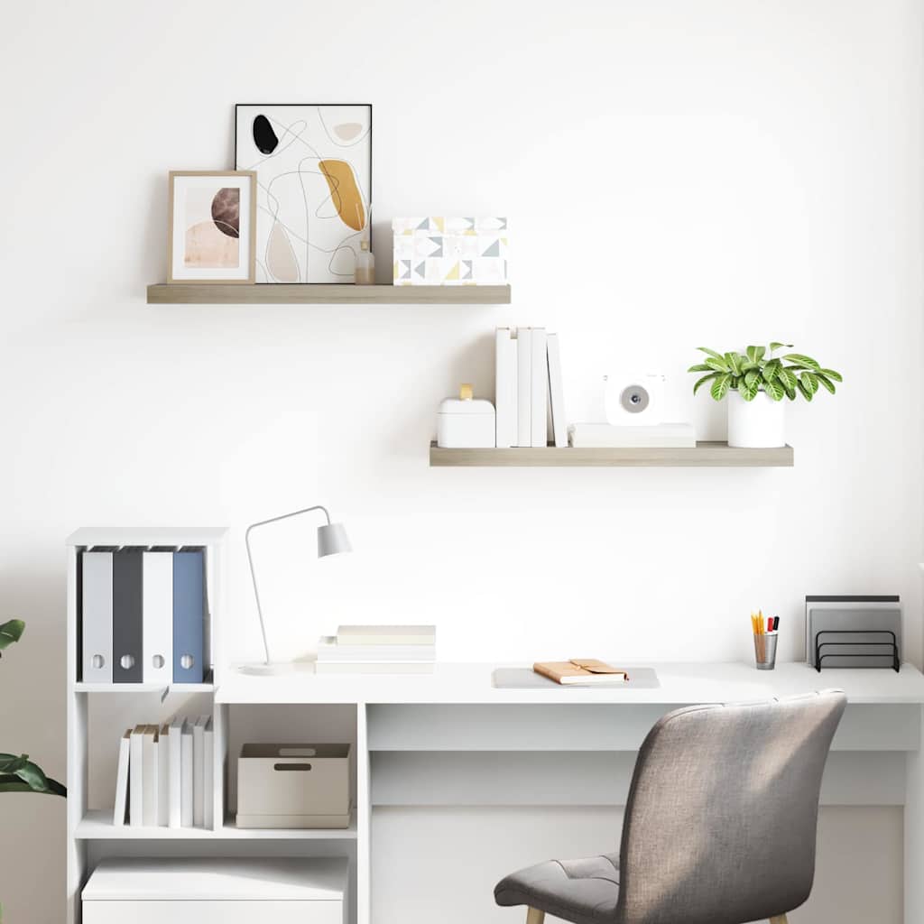 Ράφια Τοίχου 2 τεμ. Χρώμα Δρυός 80x23,5x3,8 εκ. MDF - Pakobazaar