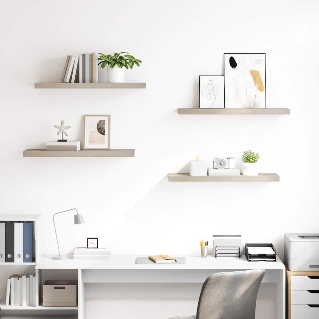Ράφια Τοίχου 4 τεμ. Χρώμα Δρυός 80 x 23,5 x 3,8 εκ. MDF