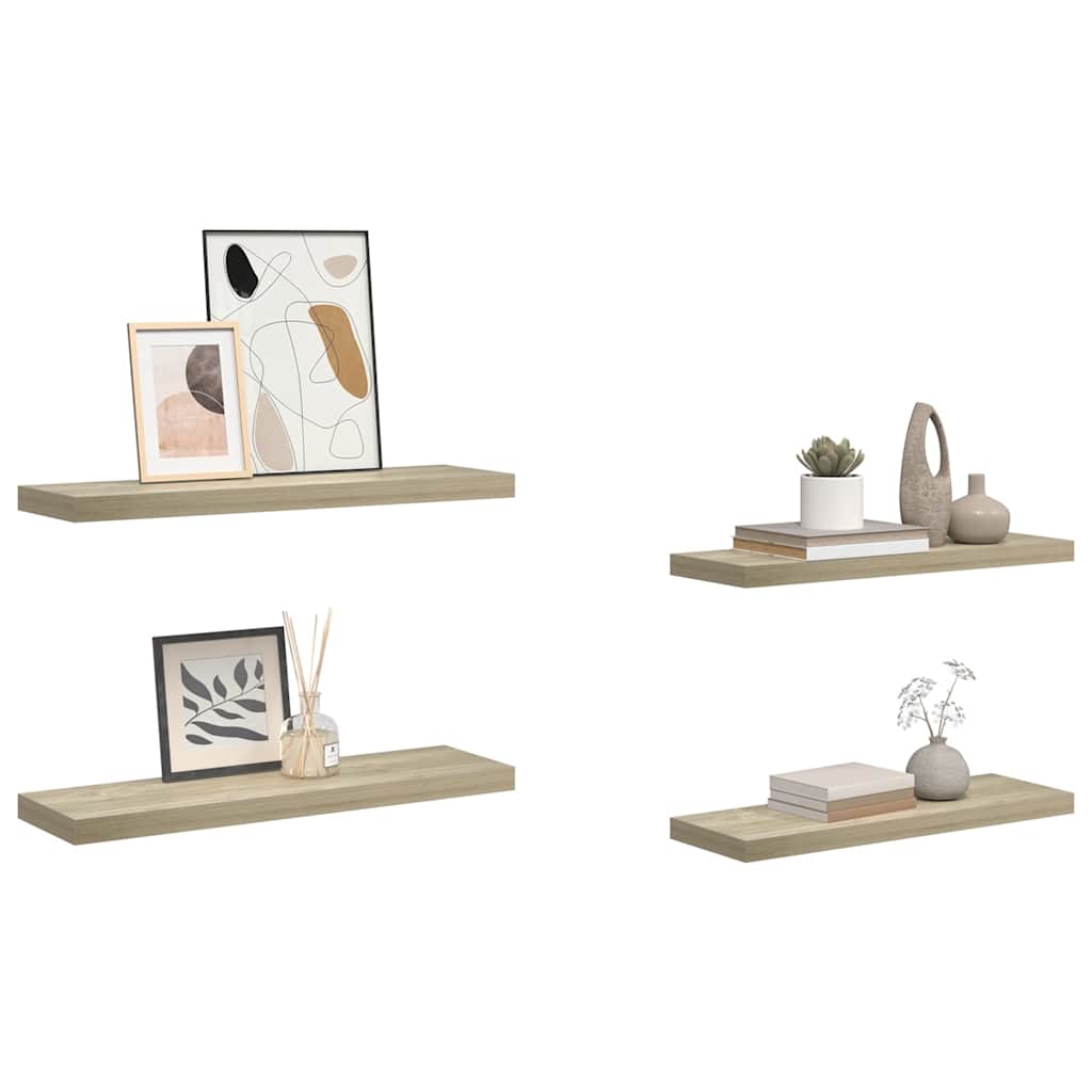 Ράφια Τοίχου 4 τεμ. Χρώμα Δρυός 80 x 23,5 x 3,8 εκ. MDF