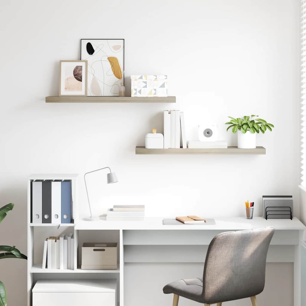 Ράφια Τοίχου 2 τεμ. Χρώμα Δρυός 90x23,5x3,8 εκ. MDF