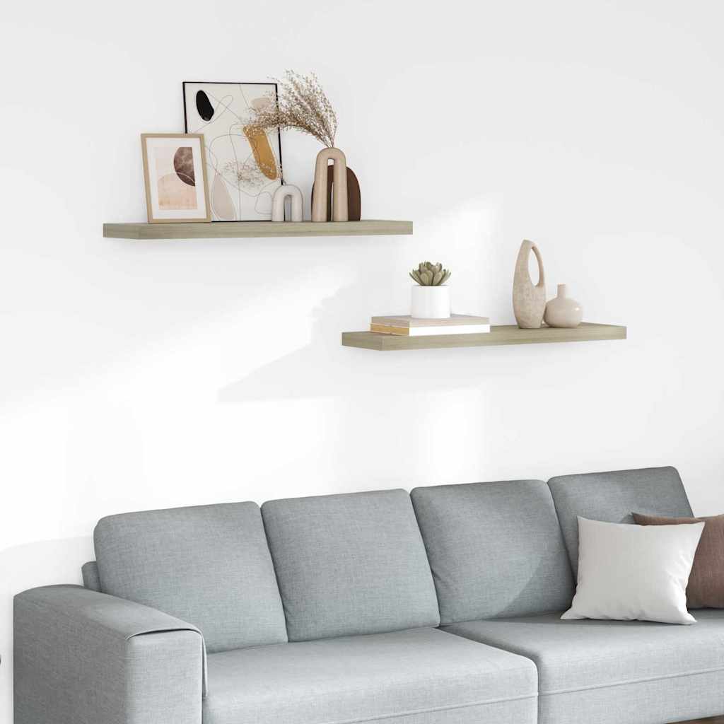 Ράφια Τοίχου 2 τεμ. Χρώμα Δρυός 90x23,5x3,8 εκ. MDF