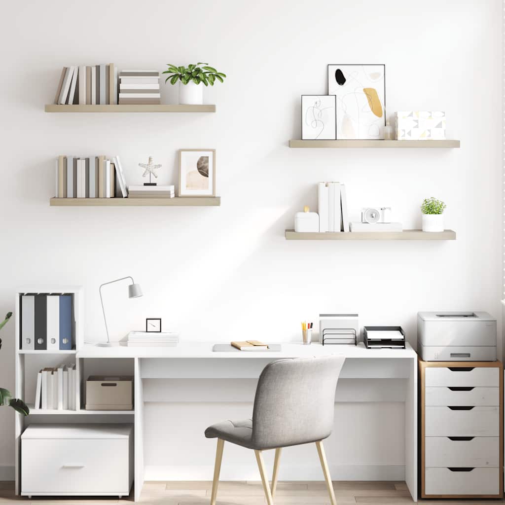 Ράφια Τοίχου 4 τεμ. Χρώμα Δρυός 90x23,5x3,8 εκ. MDF