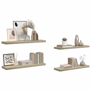 Ράφια Τοίχου 4 τεμ. Χρώμα Δρυός 90x23,5x3,8 εκ. MDF