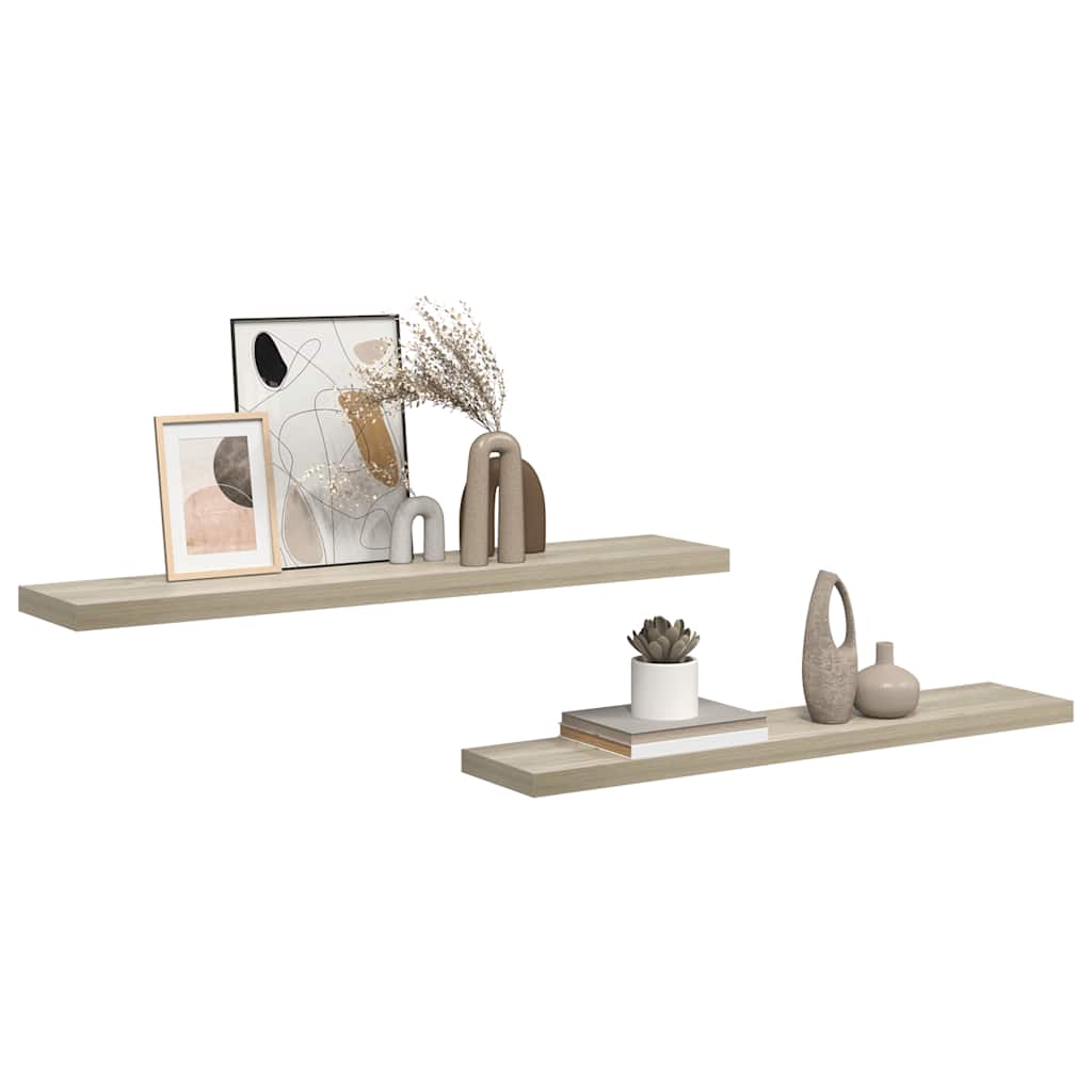 Ράφια Τοίχου 2 τεμ. Χρώμα Δρυός 120 x 23,5 x 3,8 εκ. MDF - Pakobazaar