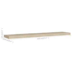 Ράφια Τοίχου 2 τεμ. Χρώμα Δρυός 120 x 23,5 x 3,8 εκ. MDF - Pakobazaar