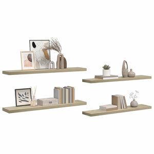 Ράφια Τοίχου 4 τεμ. Χρώμα Δρυός 120 x 23,5 x 3,8 εκ. MDF
