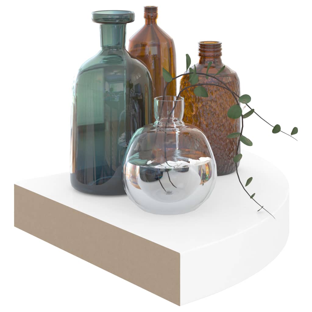 Ράφι Γωνίας Πλωτή Γυαλιστερή Λευκή 25x25x3,8 εκ. από MDF - Pakobazaar