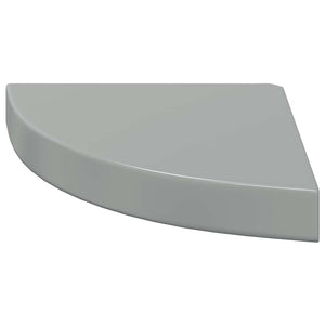Ράφια Τοίχου Γωνιακά 2 Τεμ. Γυαλιστερό Γκρι 25x25x3,8εκ. MDF - Pakobazaar