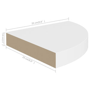 Ράφια Τοίχου Γωνιακά 2 τεμ. Άσπρα 25x25x3,8 εκ. MDF