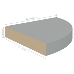 Ράφια Τοίχου Γωνιακά 2 τεμ. Γκρι 25x25x3,8 εκ. MDF
