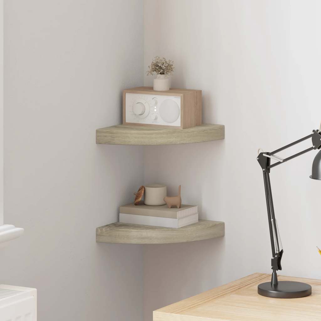 Ράφια Τοίχου 2 τεμ. Χρώμα Δρυός 25x25x3,8 εκ. από MDF - Pakobazaar