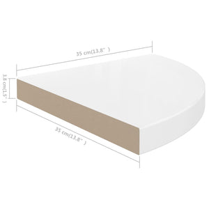 Ράφι Τοίχου Γωνιακό Γυαλιστερό Λευκό 35 x 35 x 3,8 εκ. από MDF
