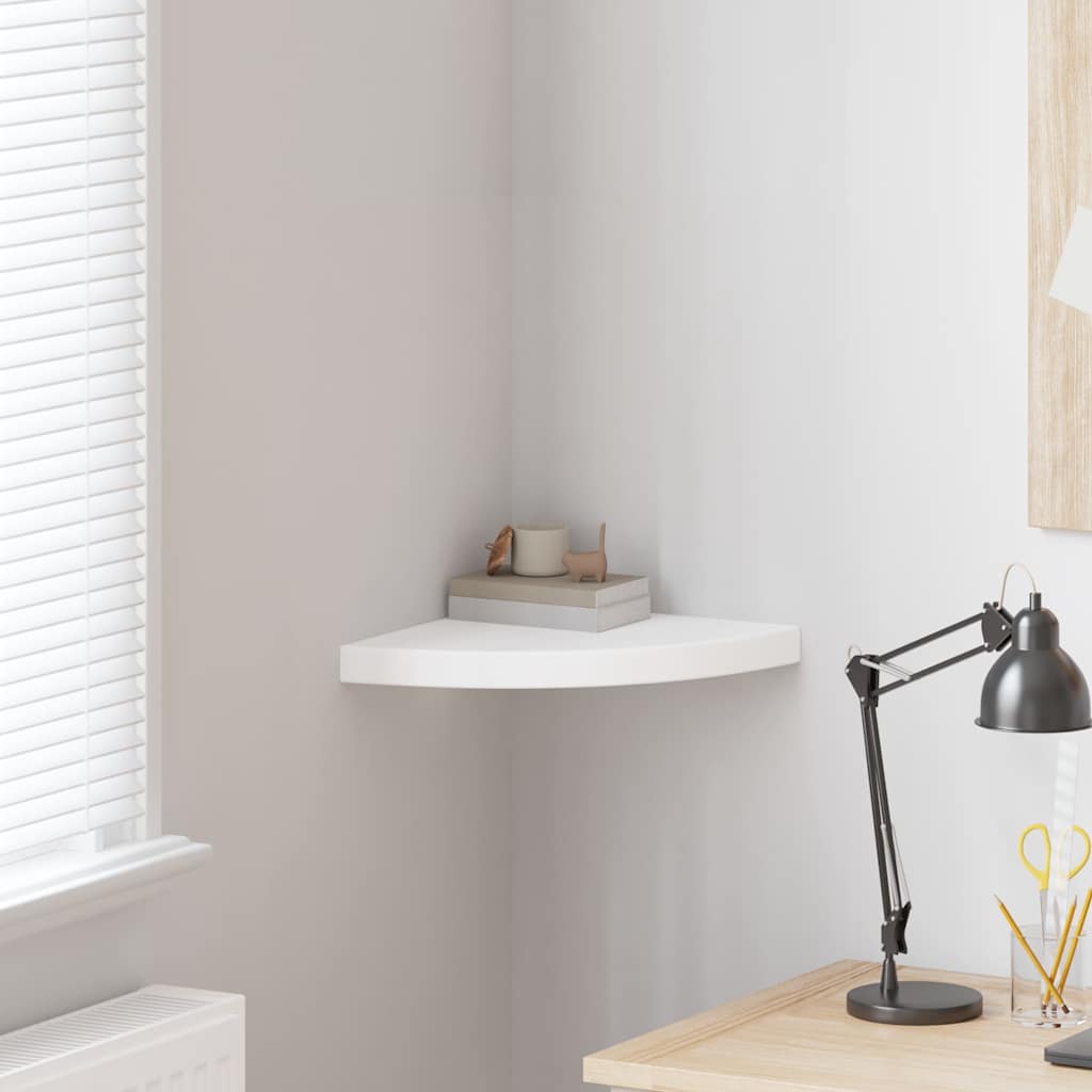 Ράφι Γωνίας Πλωτή Λευκή 35x35x3,8 εκ. από MDF - Pakobazaar