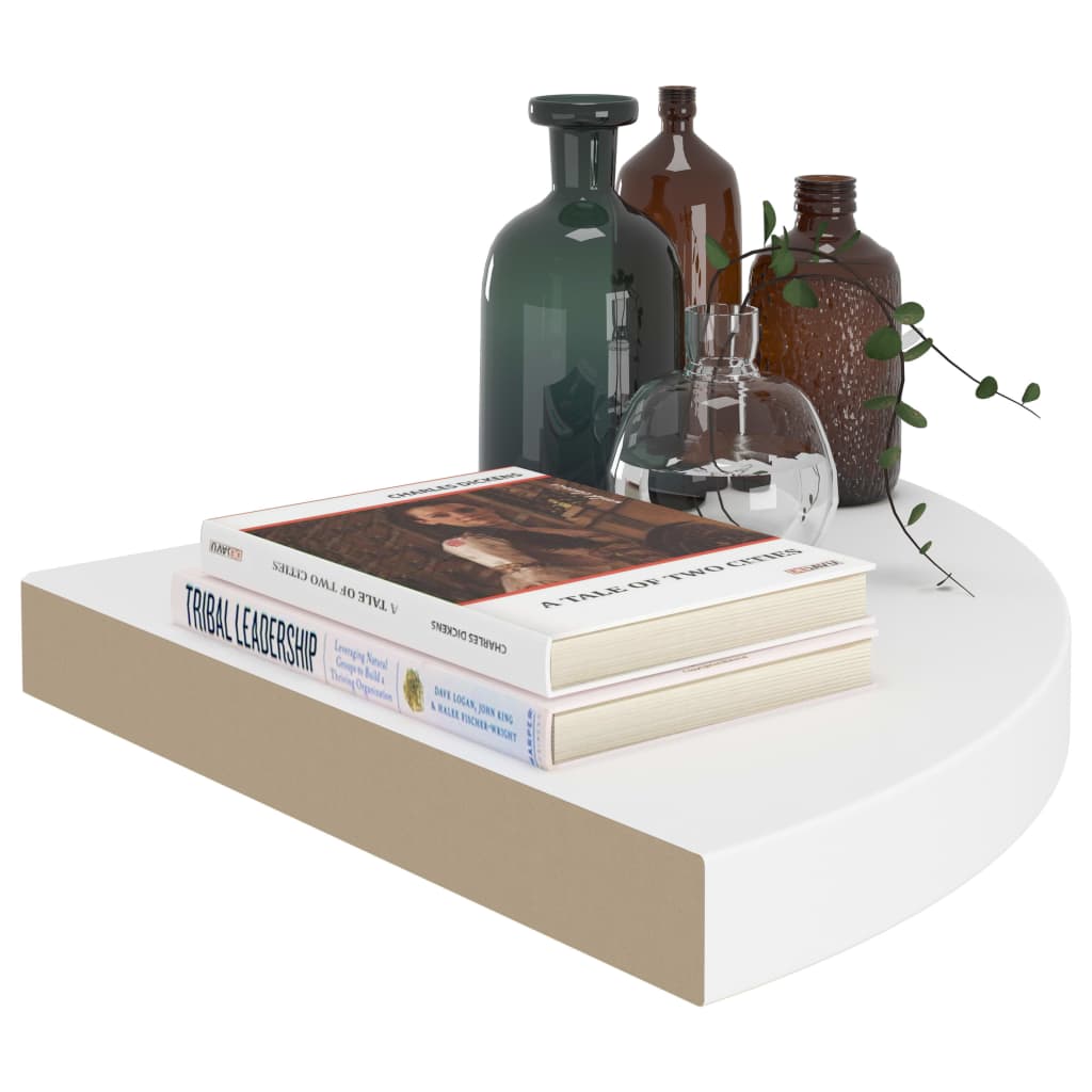 Ράφια Τοίχου Γωνιακά 4 τεμ. Άσπρα 35x35x3,8 εκ. MDF