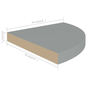 Ράφι Τοίχου Γωνιακό Γκρι 35x35x3,8 εκ. από MDF