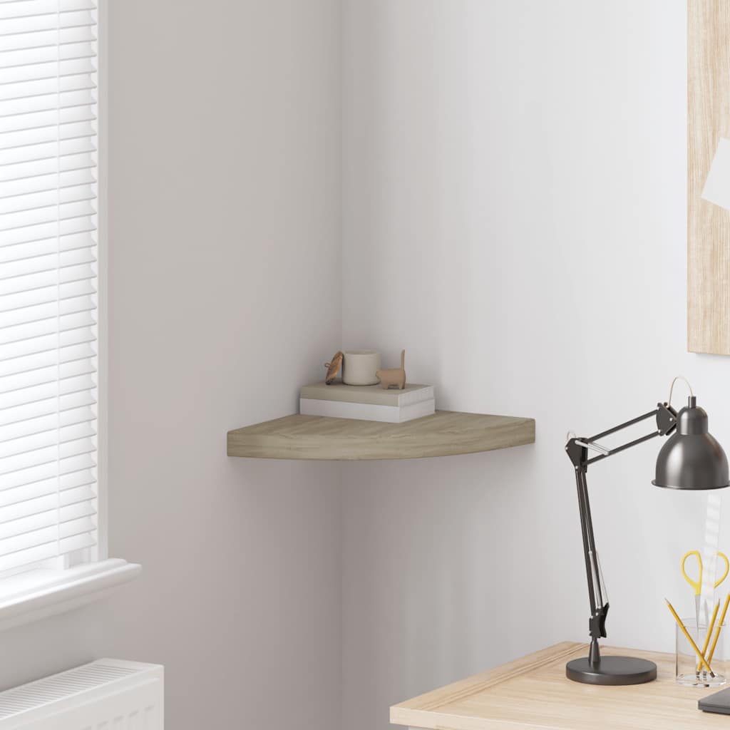 Ράφι Τοίχου Γωνιακό Χρώμα Δρυός 35x35x3,8 εκ. από MDF