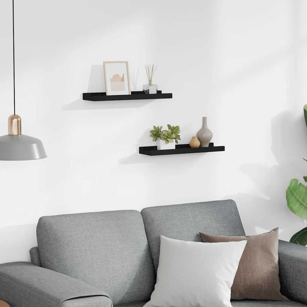 Ράφια για Κορνίζες 2 τεμ. Μαύρα 40 x 9 x 3 εκ. από MDF