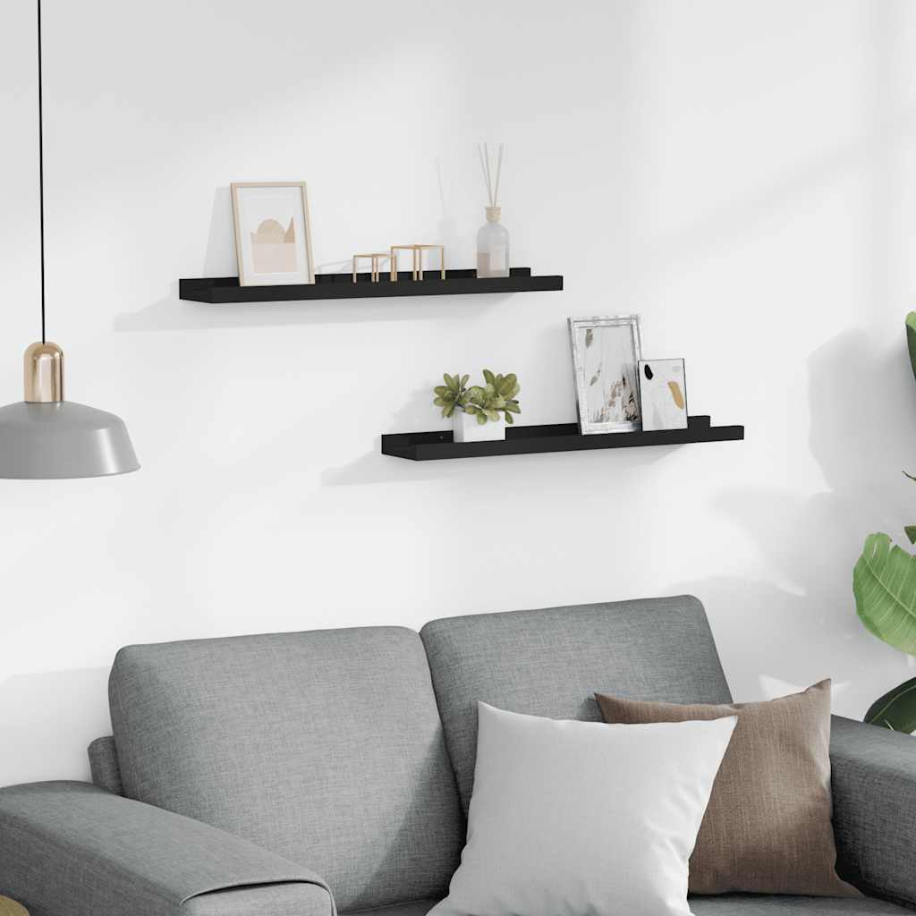 Ράφια για Κορνίζες 2 τεμ. Μαύρα 60 x 9 x 3 εκ. από MDF - Pakobazaar