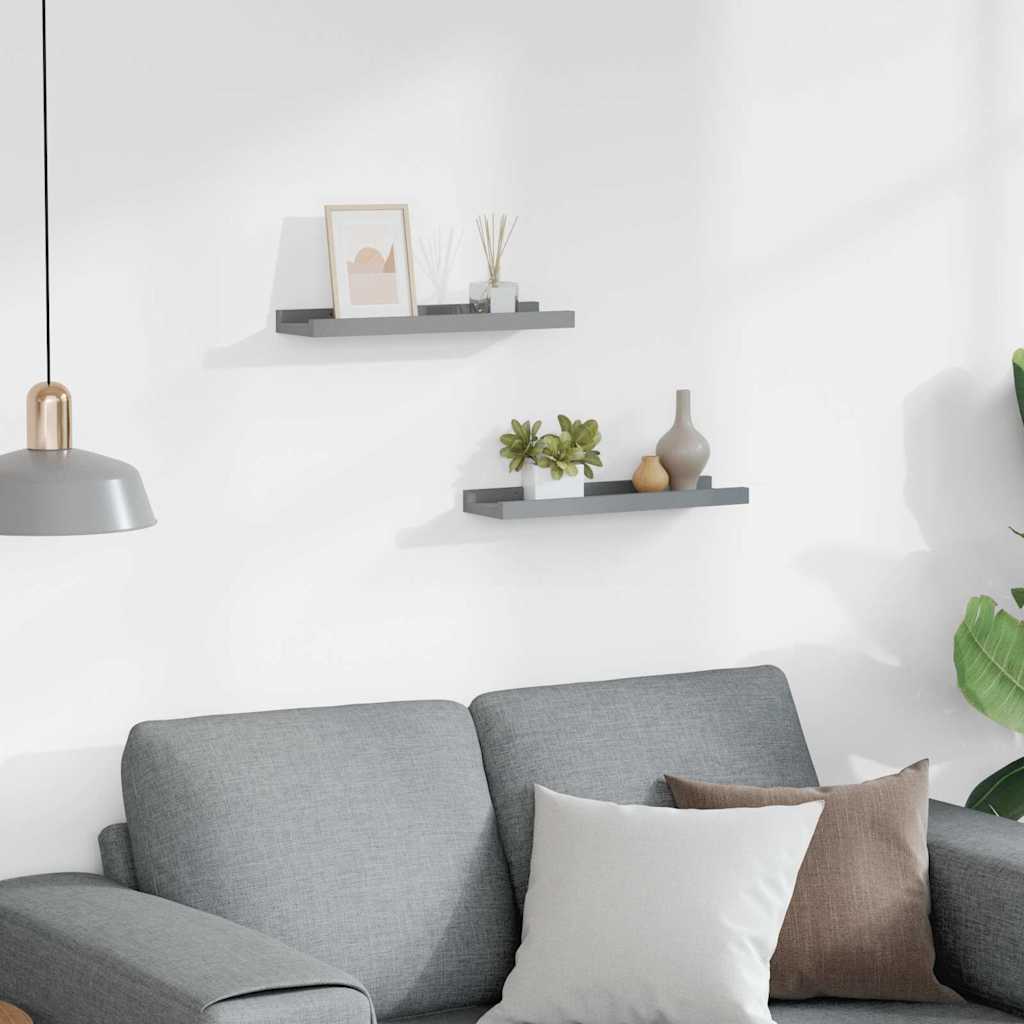 Ράφια για Κορνίζες 2 τεμ. Γκρι 40 x 9 x 3 εκ. από MDF
