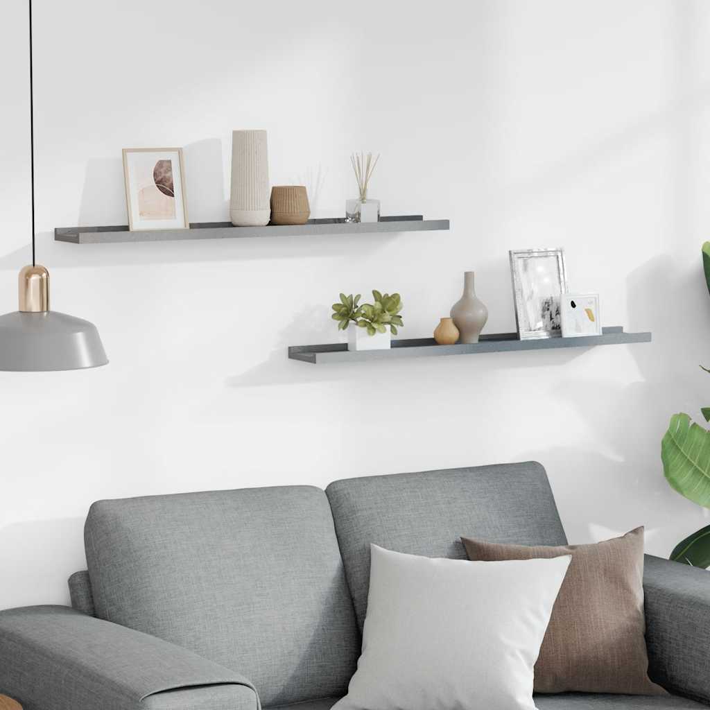 Ράφια για Κορνίζες 2 τεμ. Γκρι 80 x 9 x 3 εκ. από MDF