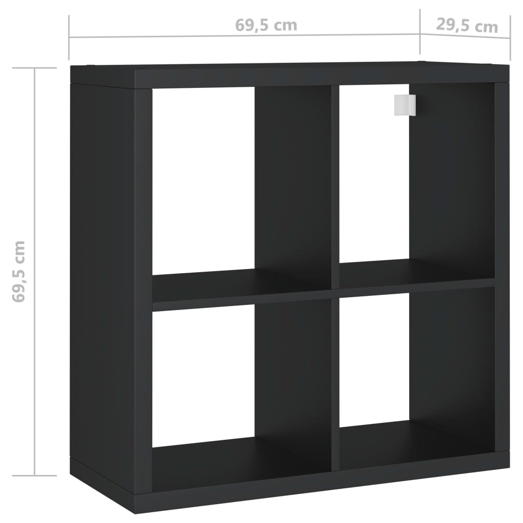 Ράφι Κύβος Τοίχου Μαύρο 69,5 x 29,5 x 69,5 εκ. από MDF