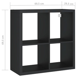 Ράφι Κύβος Τοίχου Μαύρο 69,5 x 29,5 x 69,5 εκ. από MDF