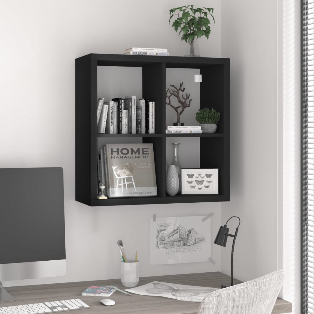 Ράφι Κύβος Τοίχου Μαύρο 69,5 x 29,5 x 69,5 εκ. από MDF