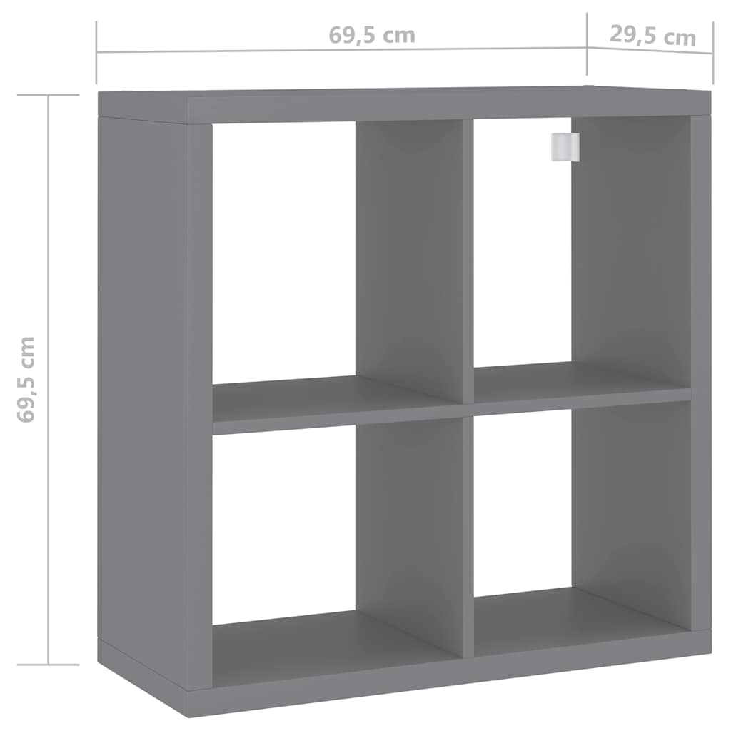 Ράφι Κύβος Τοίχου Γκρι 69,5 x 29,5 x 69,5 εκ. από MDF