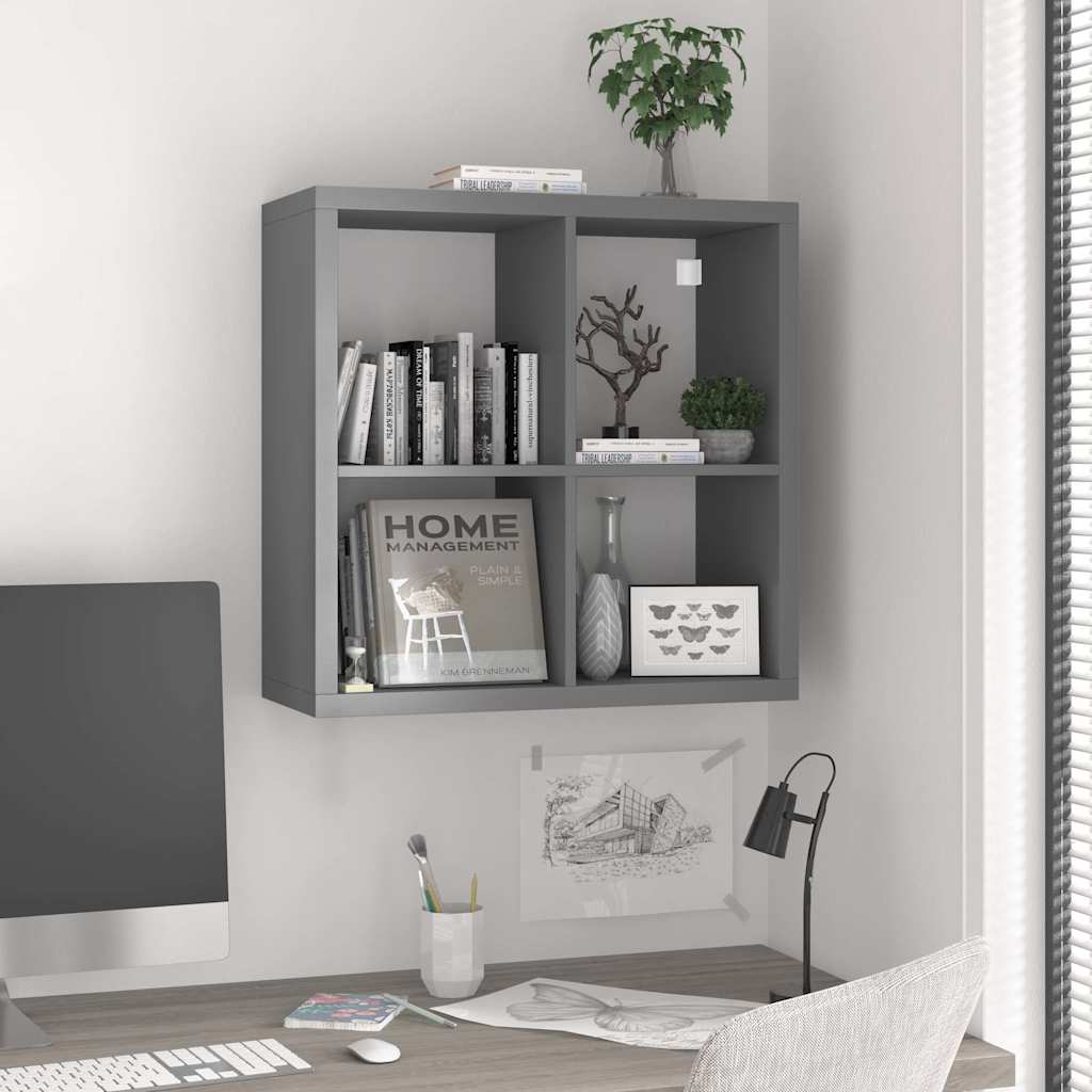 Ράφι Κύβος Τοίχου Γκρι 69,5 x 29,5 x 69,5 εκ. από MDF