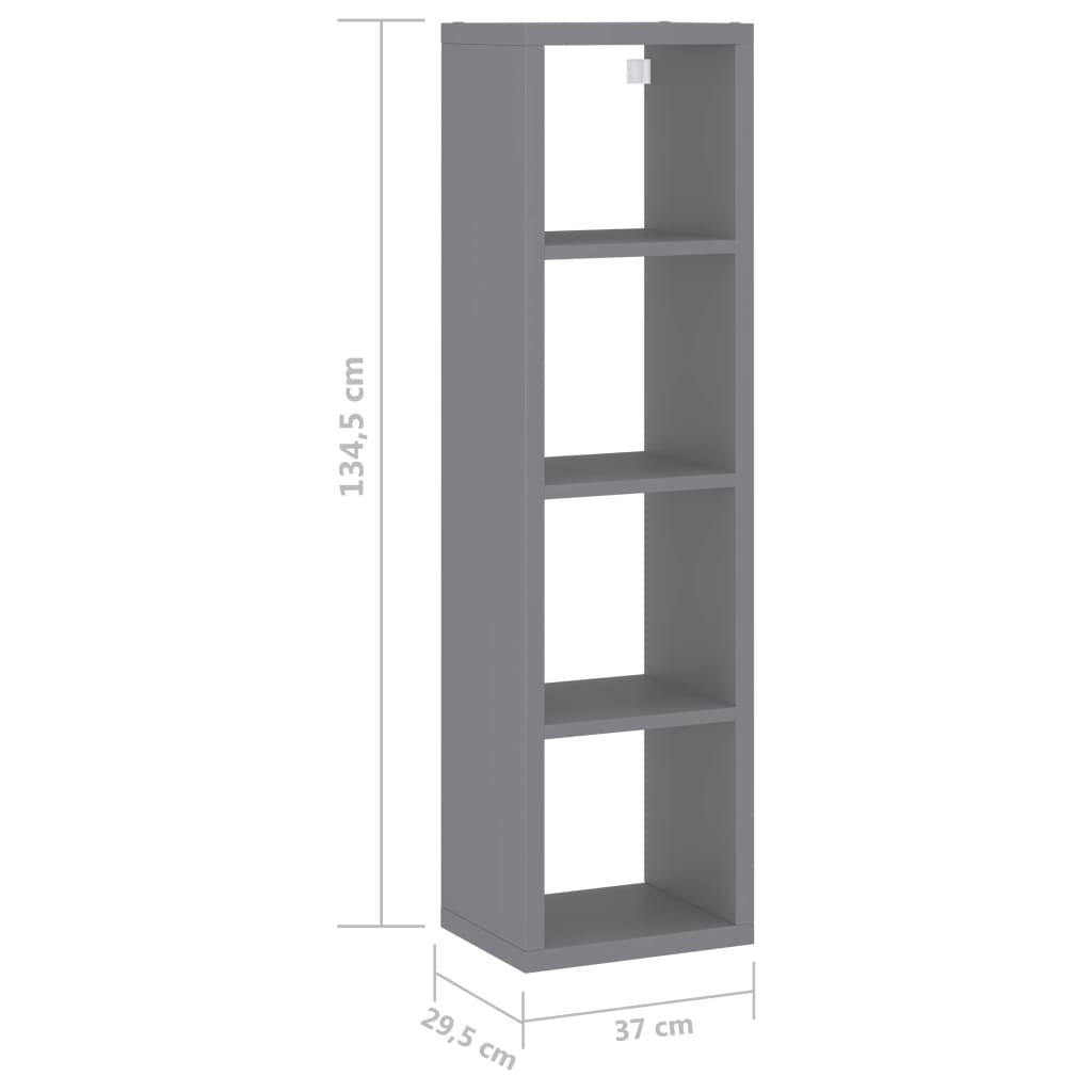 Ράφι Κύβος Τοίχου Γκρι 37 x 29,5 x 134,5 εκ. MDF