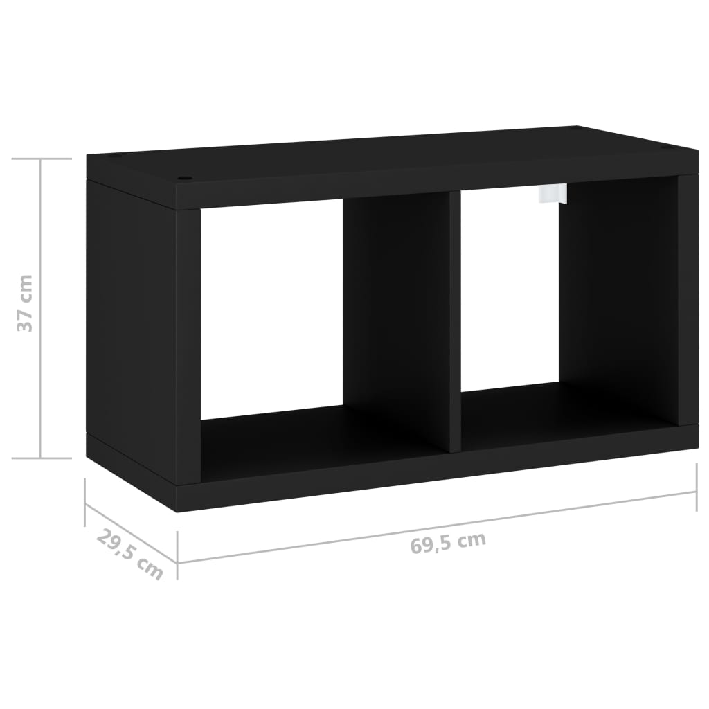 Ράφι Κύβος Τοίχου Μαύρο 69,5 x 29,5 x 37 εκ. από MDF