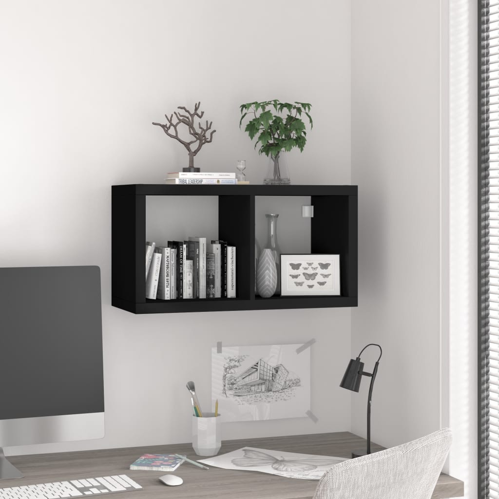 Ράφι Κύβος Τοίχου Μαύρο 69,5 x 29,5 x 37 εκ. από MDF