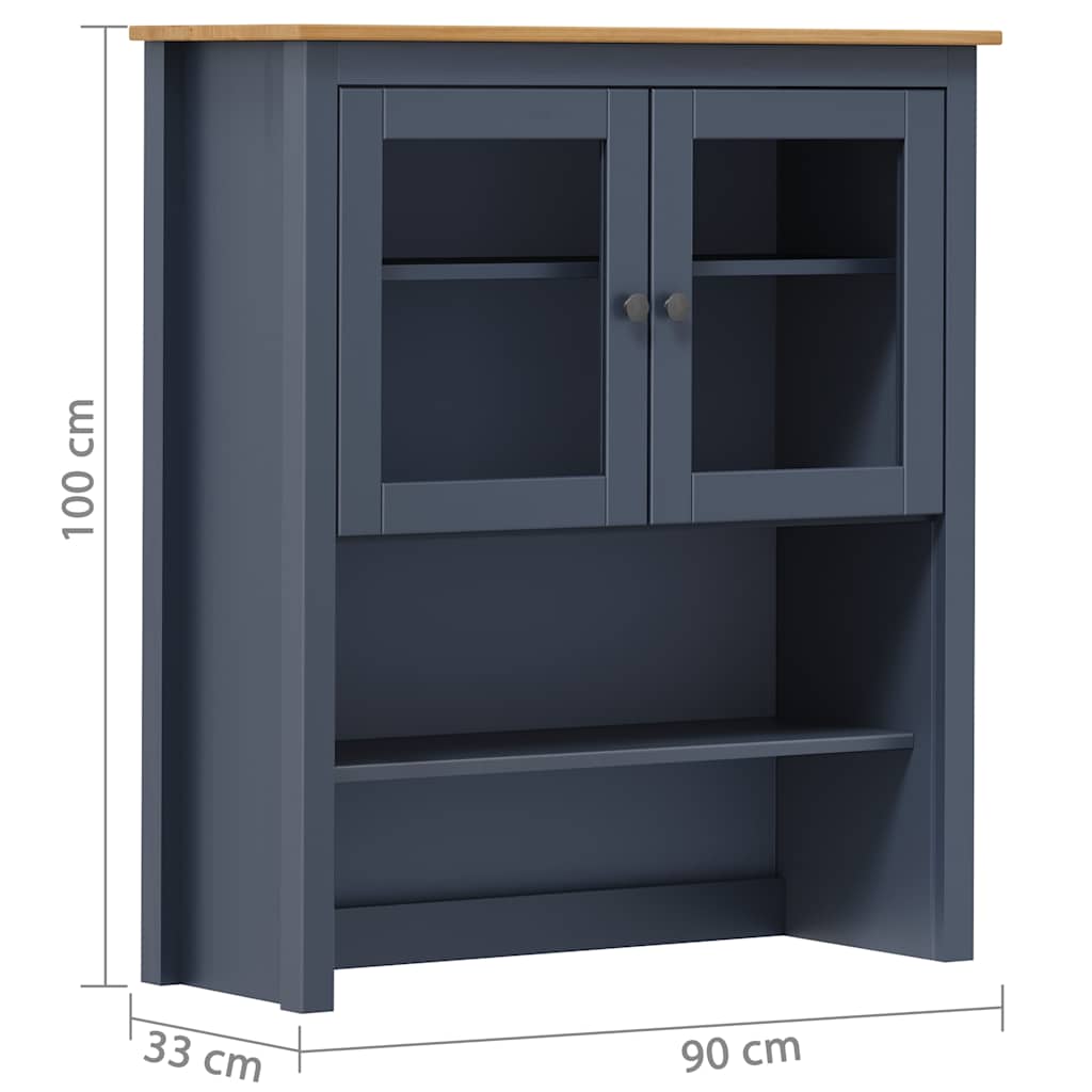 Βιτρίνα Σύνθετο Hill Γκρι 90x40x180 εκ. Μασίφ Ξύλο Πεύκου