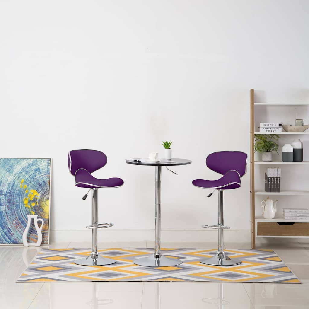 323651  Bar Stools 2 pcs Purple Faux Leather
