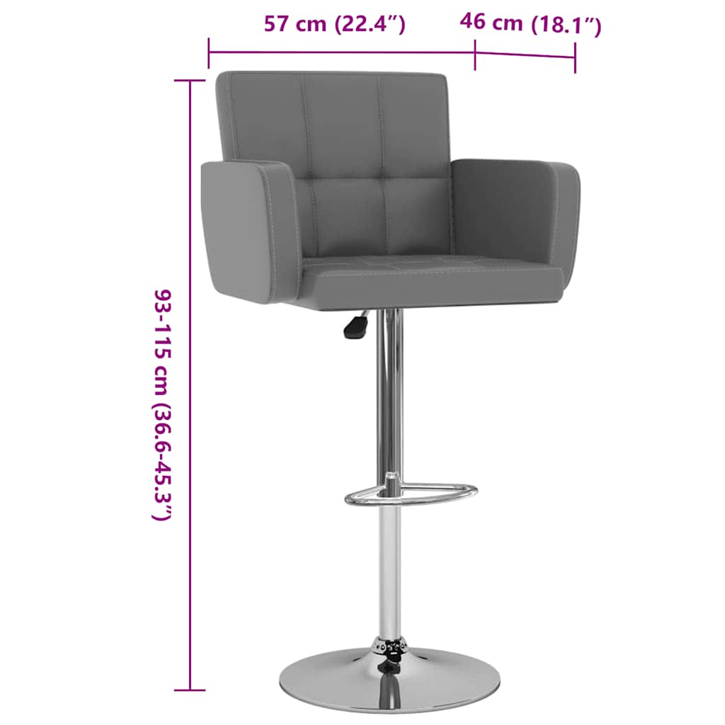 Σκαμπό Μπαρ 2 τεμ. Γκρι από Συνθετικό Δέρμα