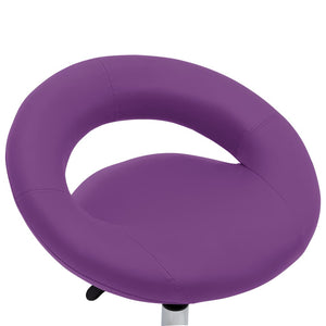Σκαμπό Εργασίας Τροχήλατο Μοβ από Συνθετικό Δέρμα