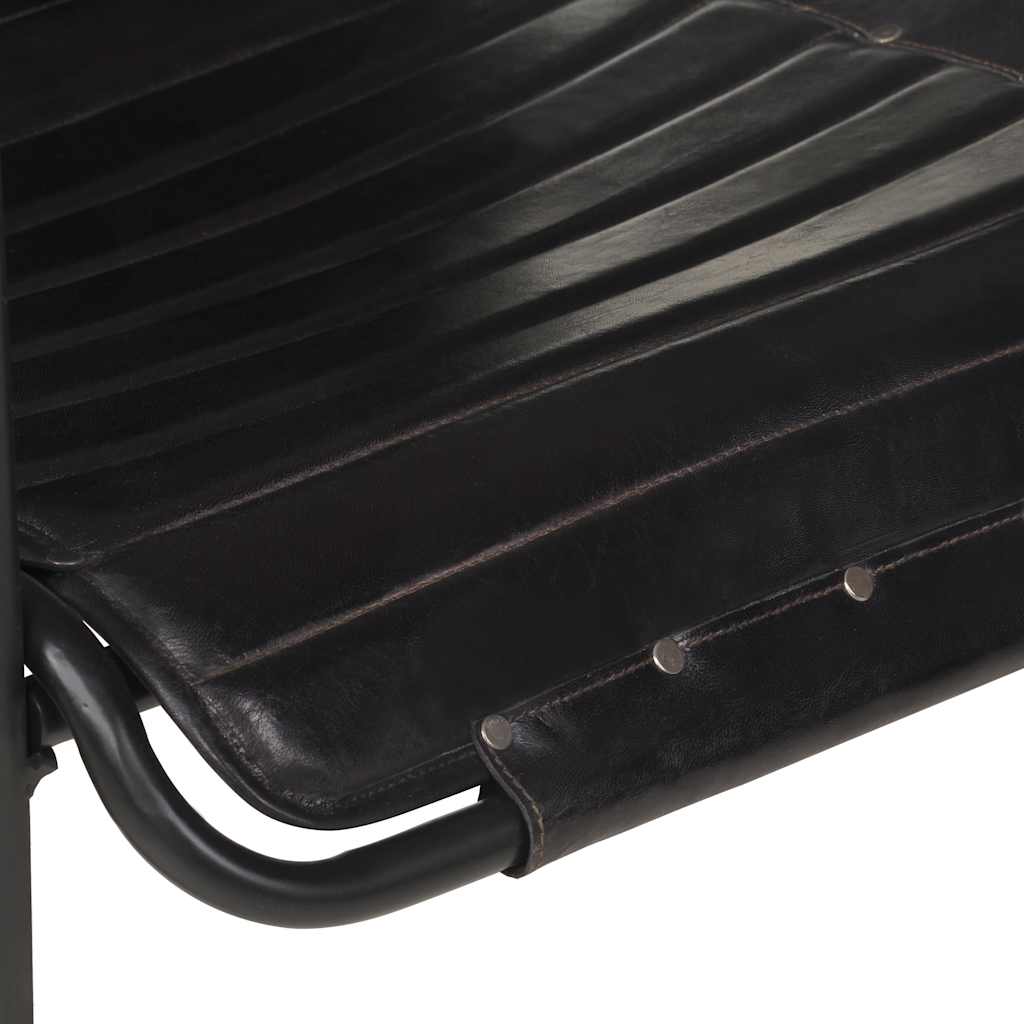 Πολυθρόνα Relax Μαύρη από Γνήσιο Δέρμα Με Υποπόδιο